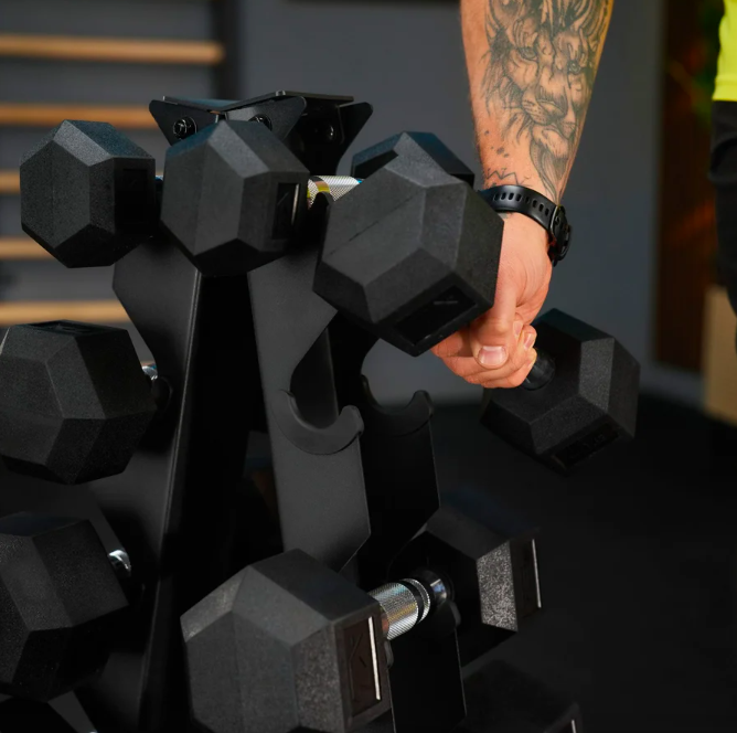 Стійка-піраміда TREX Sport TX-055DR для зберігання 5 пар гантелей (5091) - фото 7 Стійка-піраміда TREX Sport TX-055DR для зберігання 5 пар гантелей (5091) - фото 7