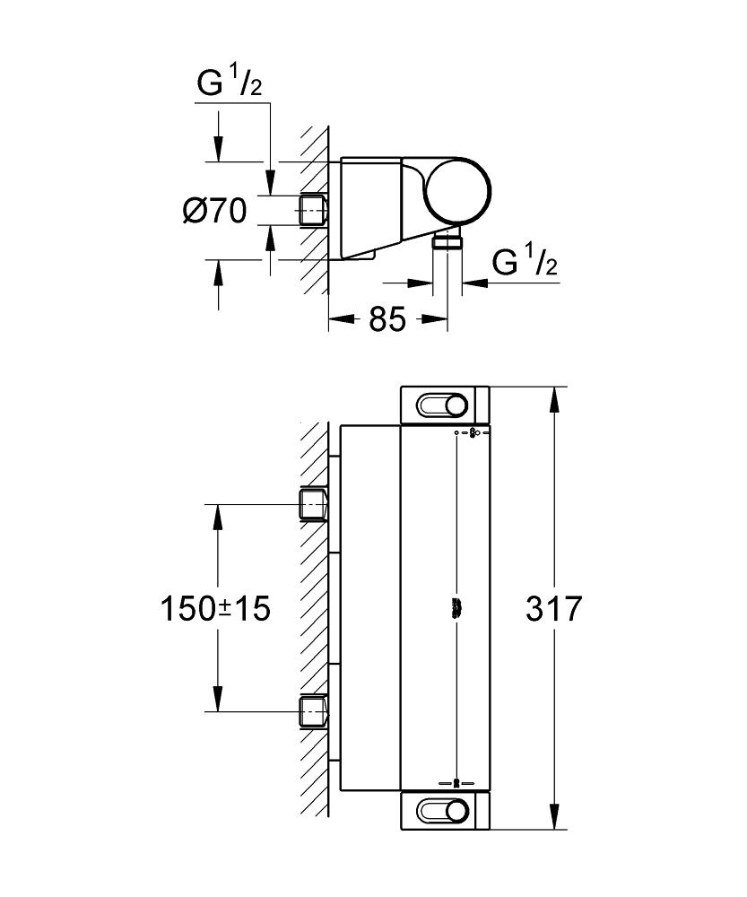 Змішувач для душу Grohe GROHTHERM 2000 34469001 з термостатом Хром (111773) - фото 2