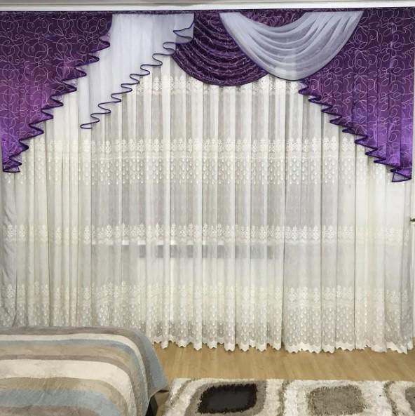 Ламбрекен на карниз в гостиную/спальню блекаут 3 м Фиолетовый (391)