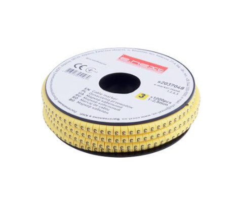 Маркер кабельный E.NEXT e.marker.stand.1.2.5.3 цифра 3 1-2,5 мм2 1000 шт./рул. Желтый (s2037048)