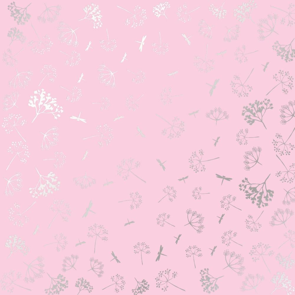 Лист паперу односторонній Silver Dill із срібним тисненням 30,5х30,5 см Pink