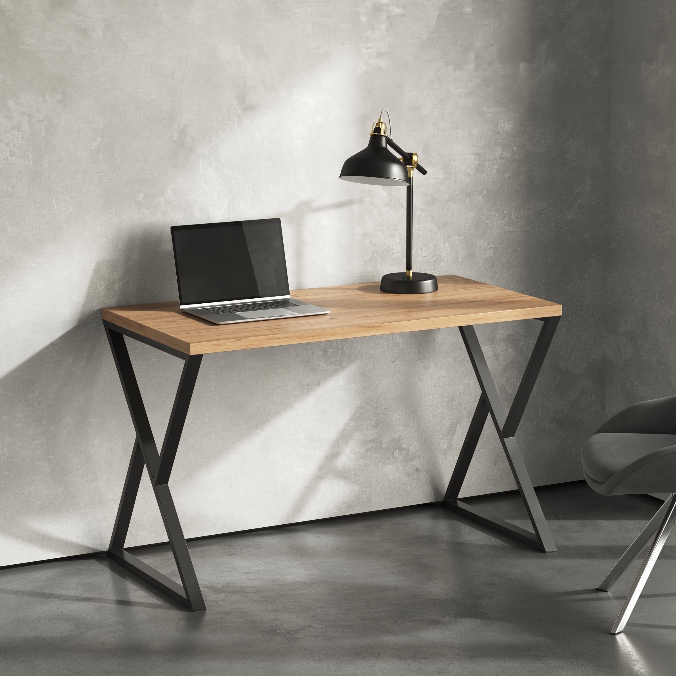 Стол письменный лофт Серия 10 1200х500х32 мм Дуб Крафт Золотой (24087420)