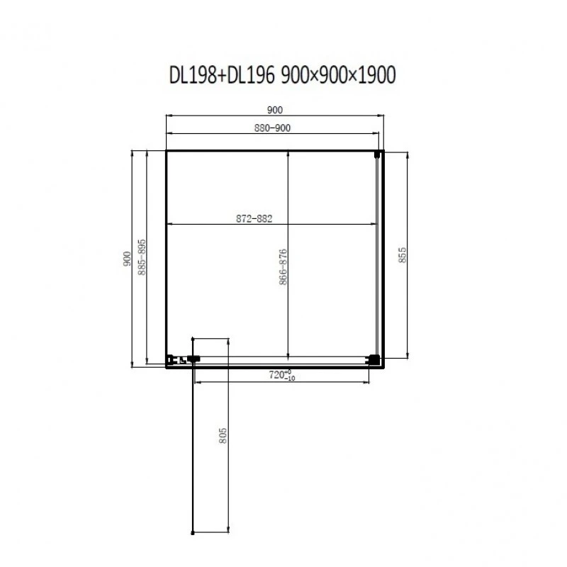 Душова кабіна Dusel DL198/DL196B двері розстібні/скло прозоре 90х90х190 Black Matt (519892) - фото 2