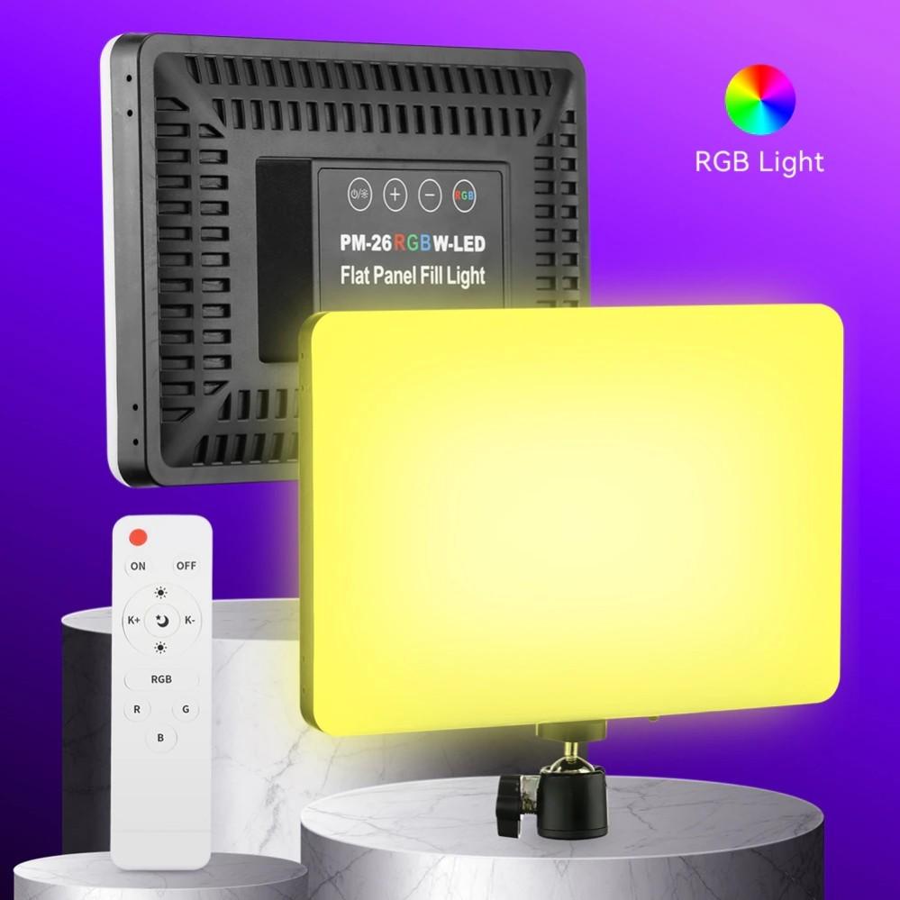 Лампа-видеосвет LED RGB PM26 светодиодная прямоугольная 96 Lights 2700K-6000K Remote USB Adapter inside 23x16 см - фото 2