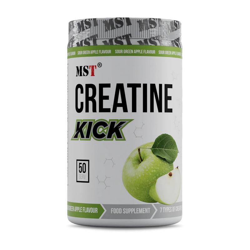 Креатиновий комплекс с 7 формами креатину и вуглеводами MST Creatine Kick 500 г Кисле зелене яблуко