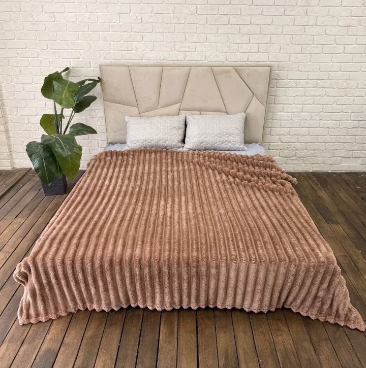 Плед Королівський шарпей у смужку 1,5х2,20 м Теплий світло-коричневий (2906003907)