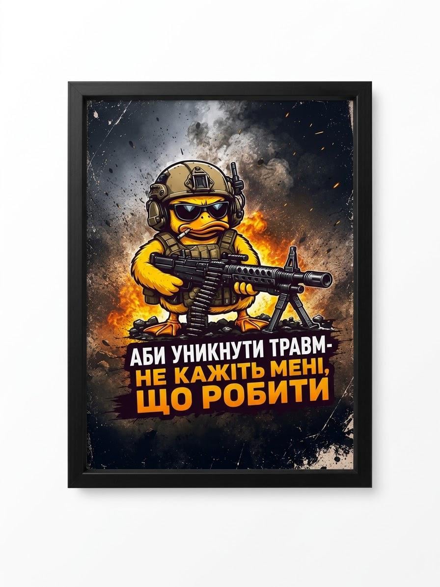 Постер в рамці зі склом "Аби уникнути травм - не кажіть мені що робити" А4