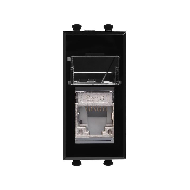 Розетка компьютерная ДКС Avanti RJ45 категория 6 экранированная 1 модуль Черный (4402391)