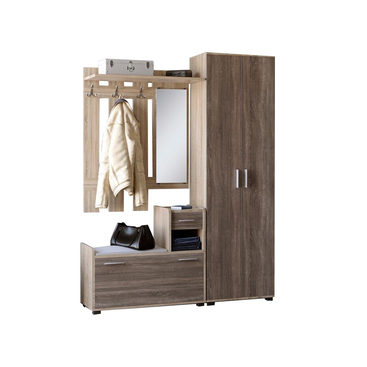 Прихожая Эверест Тандем с распашным шкафом ШП-1 и тумбой правая Сонома/Трюфель (DTM-2498)