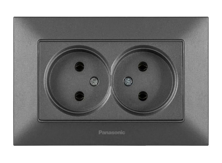 Розетка подвійна Panasonic WNTC02042DG-UA Arkedia Slim Димчастий