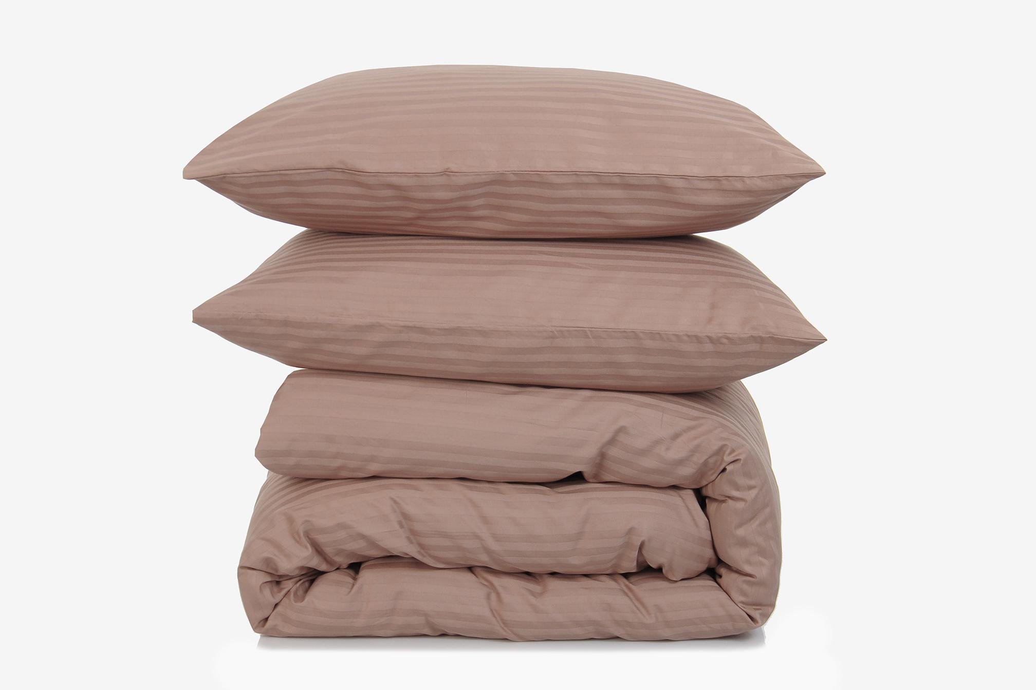 Комплект постельного белья двуспальный Amore 1318L страйп-сатин Капучино (KPB-A2-ST240Lux-1318L-Cappuc70x70_)