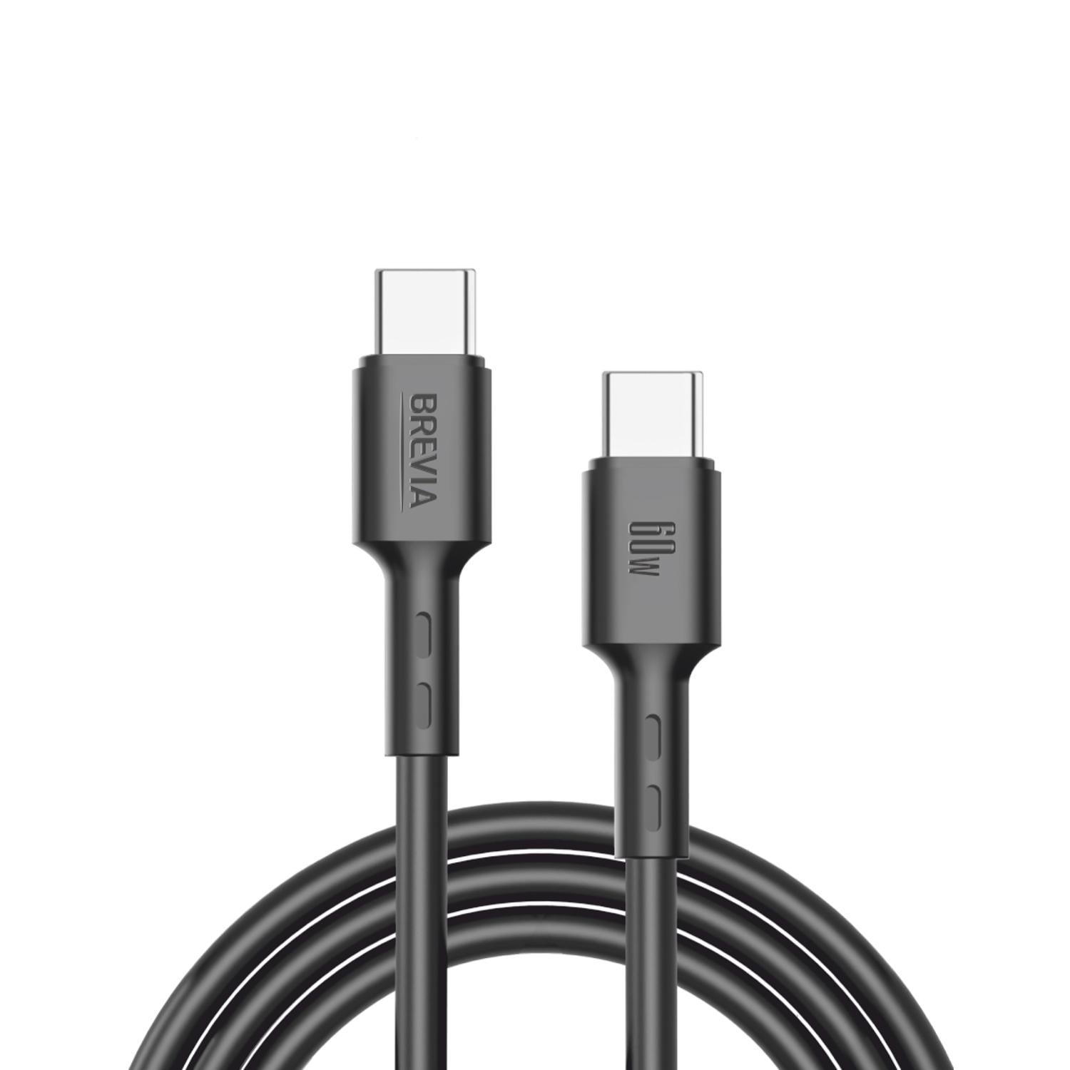Кабель Brevia Type-C to Type-C 60W ZIP 1 м Черный (51100BCCZ1)