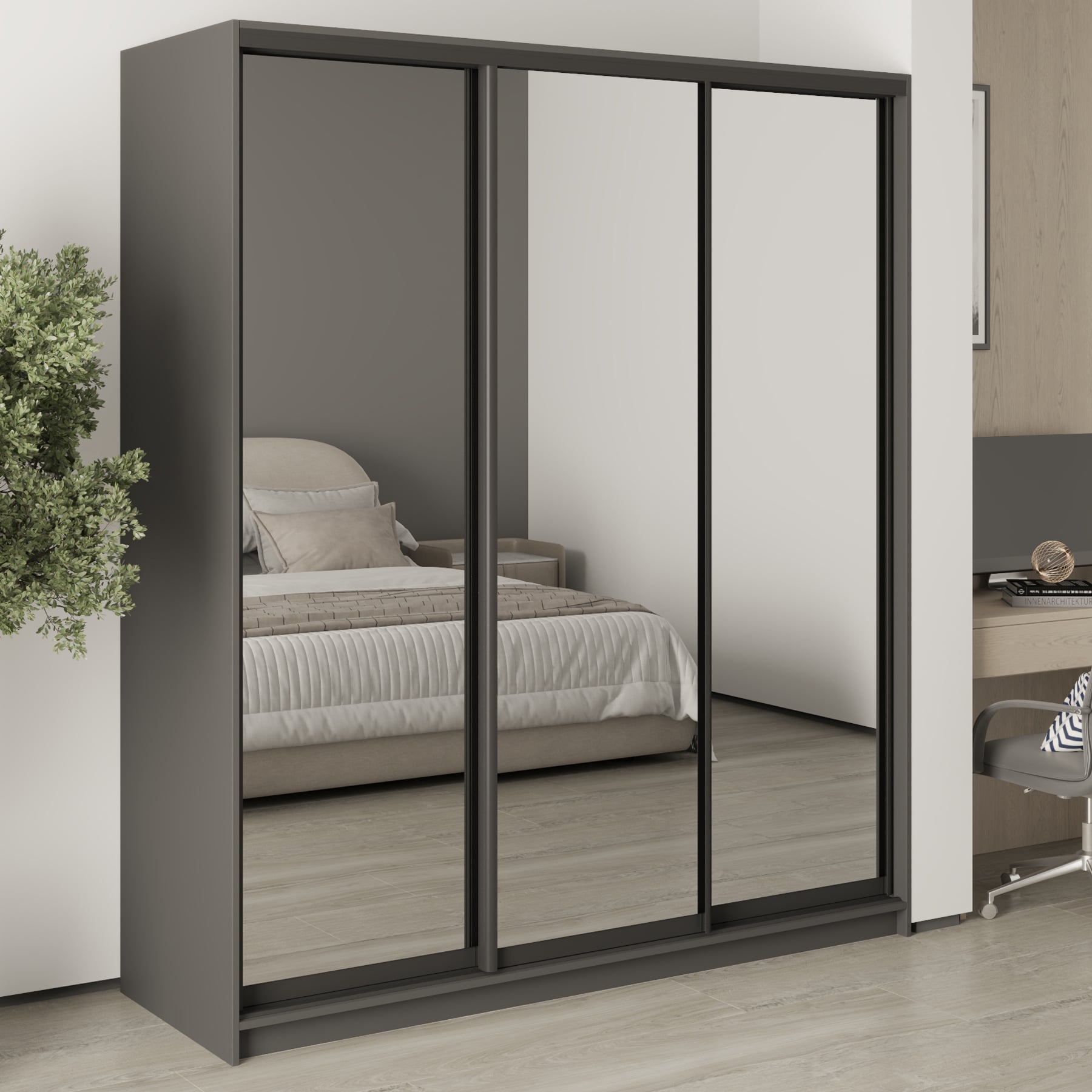 Шкаф-купе трехдверный Mebel Star Комбо BG MBS-9248 180х45х210 см Антрацит (1009237) Шкаф-купе трехдверный Mebel Star Комбо BG MBS-9248 180х45х210 см Антрацит (1009237)