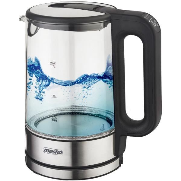 Електрочайник Mesko MS 1301 скляний з установкою температури 2200 Вт 1,7 л Black (MS1301B)