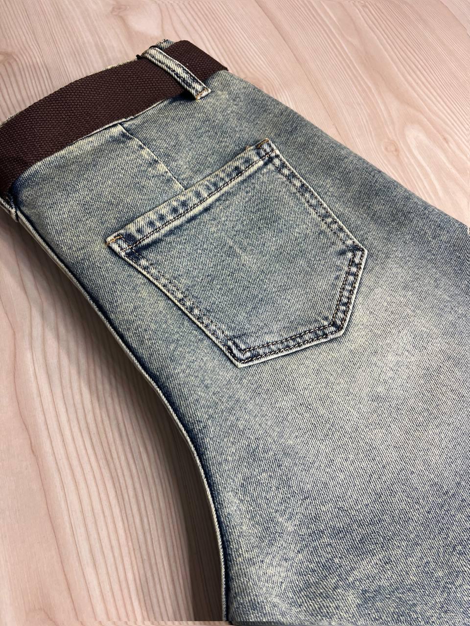 Шорты женские джинсовые Liana 447 бермуды высокая посадка стрейч с ремнем р. 30 Голубой (4036) - фото 3