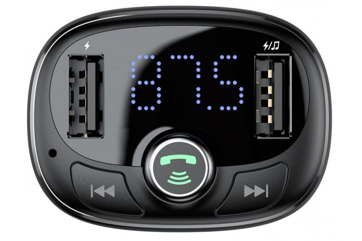 FM-трансмітер модулятор Baseus T-Typed FM BT MP3 2USB Black - фото 2