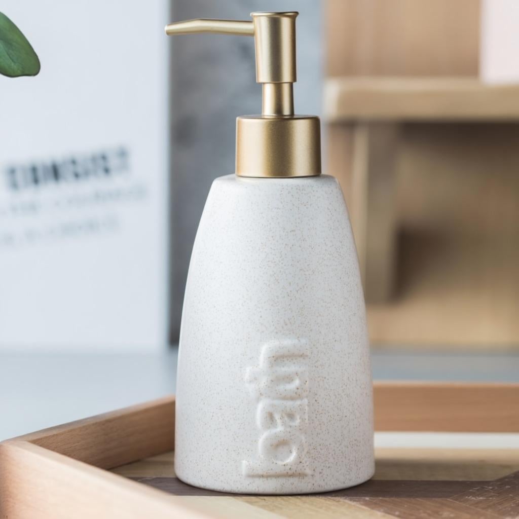 Диспенсер керамический для ванной и душевой комнаты для жидкого мыла и моющего средства 320 мл Белый