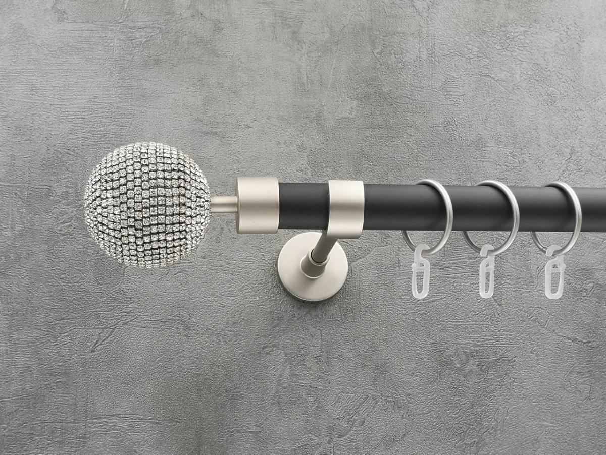 Карниз Quadrum Емпреса гладкая штанга одинарный модерн 25 мм 160 см Сатин/Черный матовый (272278866)