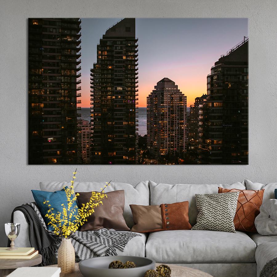 Картина город Грандиозные небоскрёбы Ванкувера 120x80 см (A856-1)