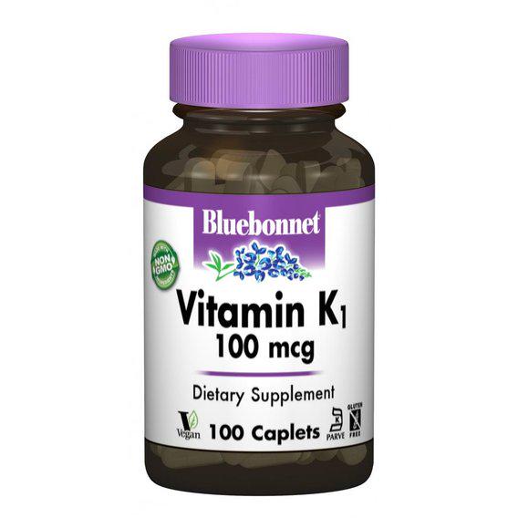 Витамин K Bluebonnet Nutrition Vitamin К1 100 mcg 100 Caplets - фото 1