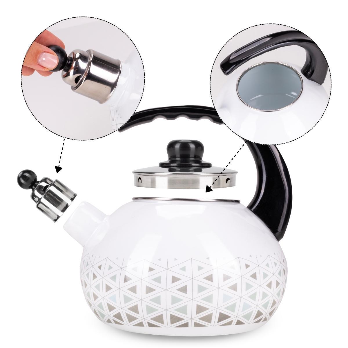 Чайник со свистком Kamille KM-1037 с рисунком из эмалированной стали 2,5 л Белый (150-84-1037) - фото 2 Чайник со свистком Kamille KM-1037 с рисунком из эмалированной стали 2,5 л Белый (150-84-1037) - фото 2