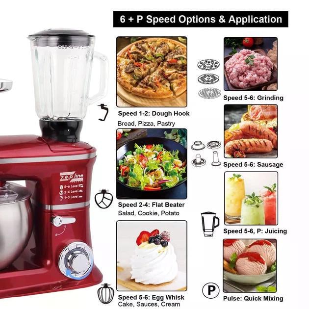 Комбайн кухонний ZepLine ZP-072 3200W 7 л Червоний (ZP072/1) - фото 3