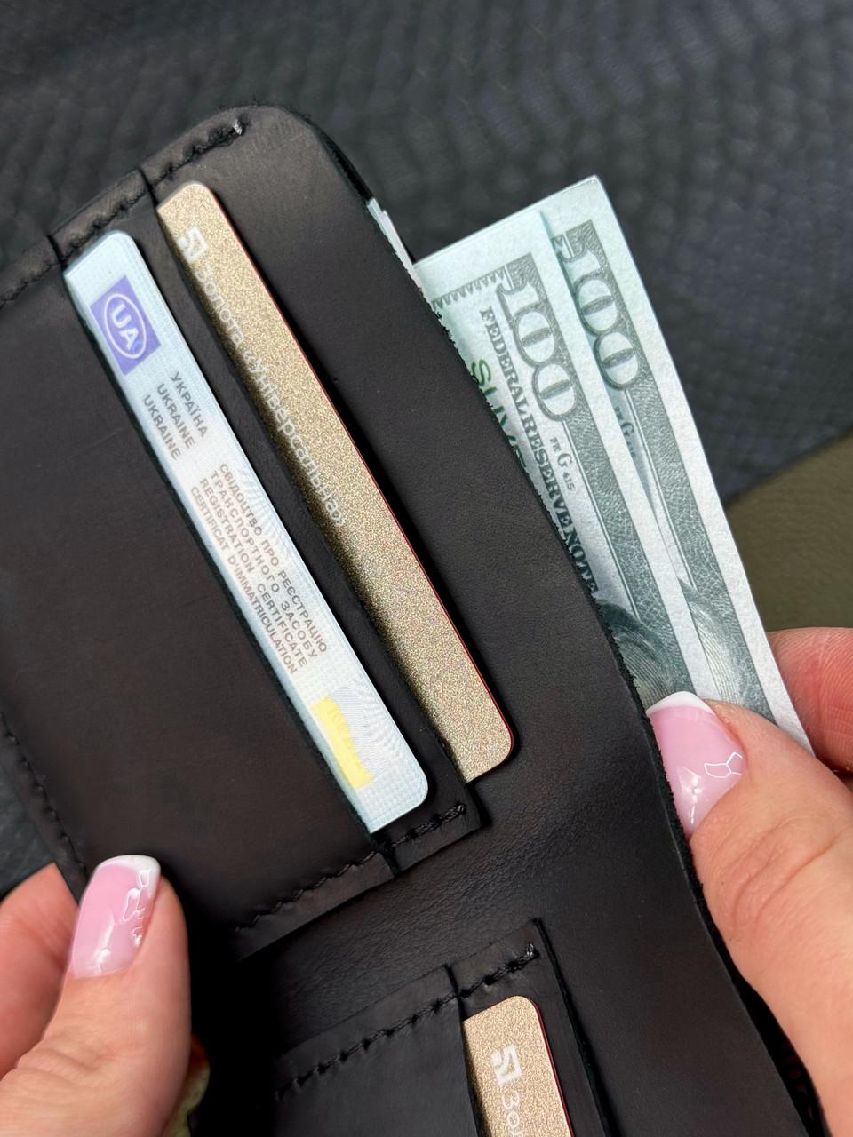 Гаманець-біфолд чоловічий з натуральної шкіри Чорний (2576234731) - фото 4