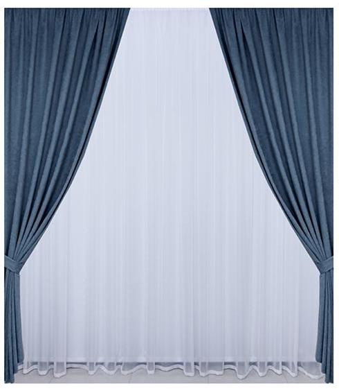 Комплект штор Микровельвет 1,5x2,85 м 2 шт. №51 Джинсовый (BB84SS-01) - фото 1 Комплект штор Микровельвет 1,5x2,85 м 2 шт. №51 Джинсовый (BB84SS-01) - фото 1