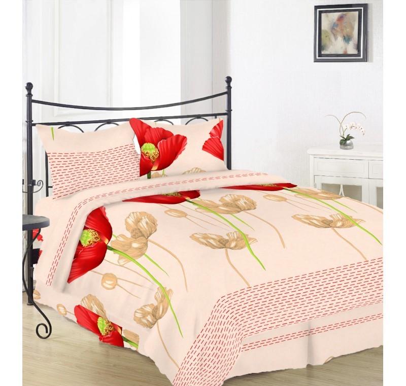 Простынь на резинке Вилена Голд Красные маки бязь 160х200/25 см Простынь на резинке Вилена Голд Красные маки бязь 160х200/25 см