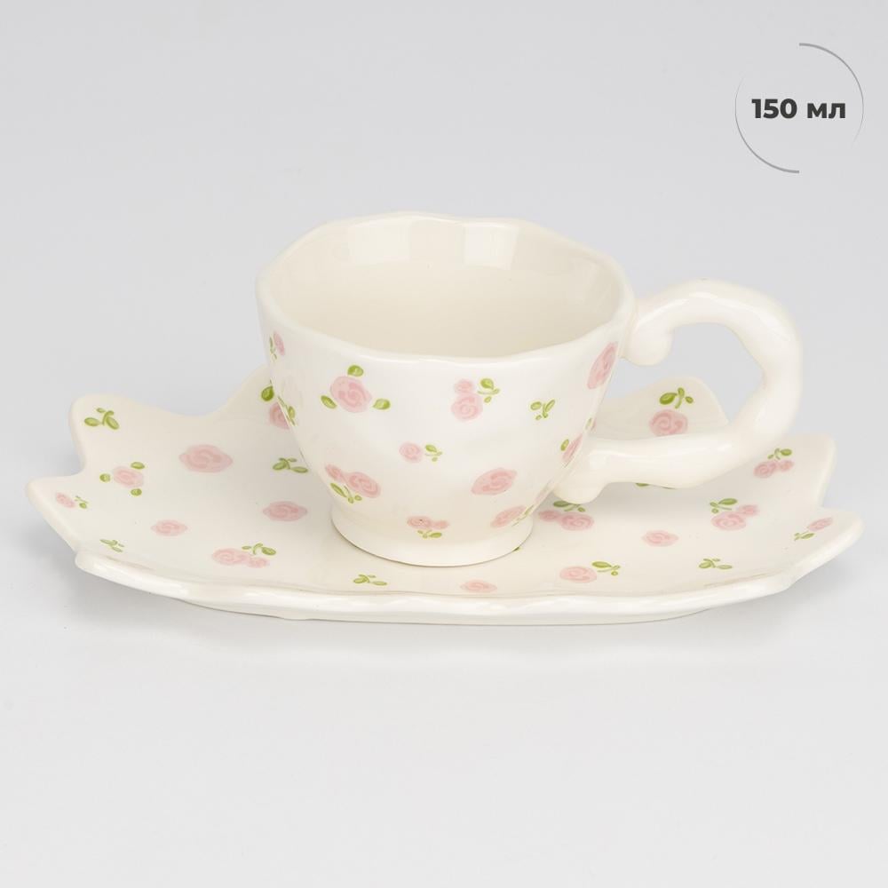 Чашка з блюдцем Рожеві бутони 150 мл (9295-015) - фото 4 Чашка з блюдцем Рожеві бутони 150 мл (9295-015) - фото 4