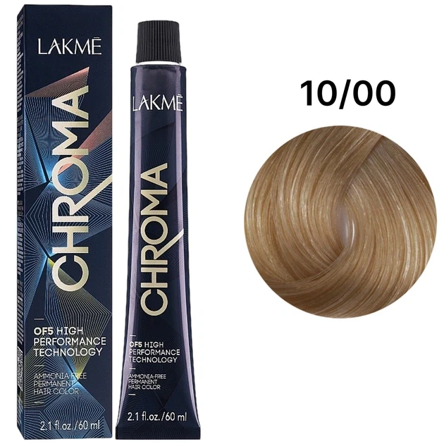 Краска для волос безаммиачная перманентная Lakme Chroma Permanent Hair Color 10/00 Platinum Blonde ​​60 мл