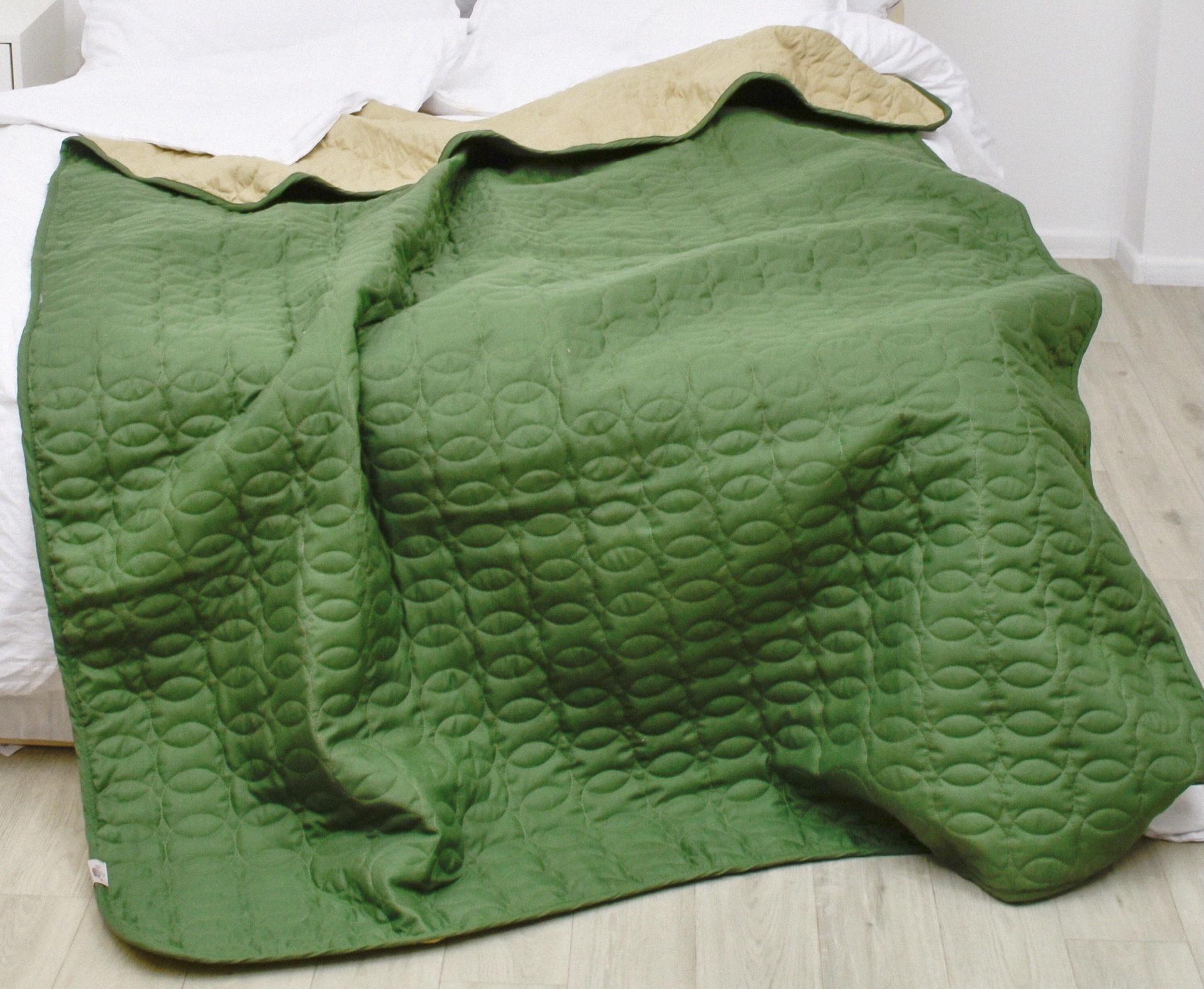 Покривало стьобане двостороннє Дует 210х220 см Оливка