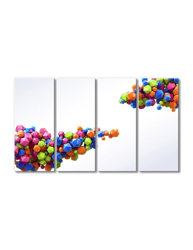 Картина модульная Радужные шестигранники 4 модуля 80x120 см