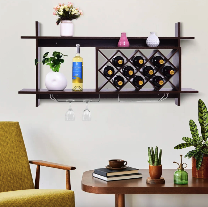 Стойка винная настенная Costway Kasta в стиле Loft (4790)