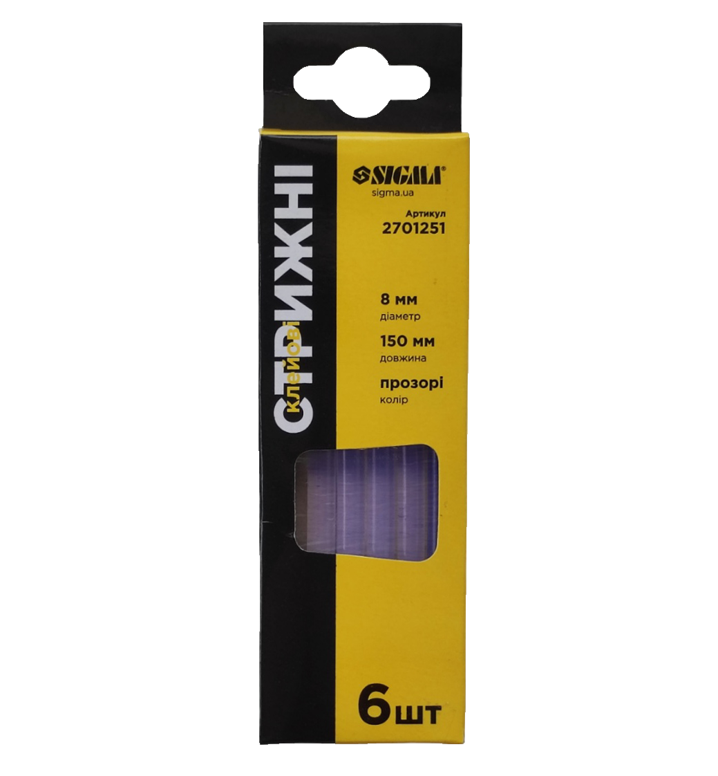 Стержни клеевые Sigma 8х150 мм 6 шт. Прозрачный (4186)