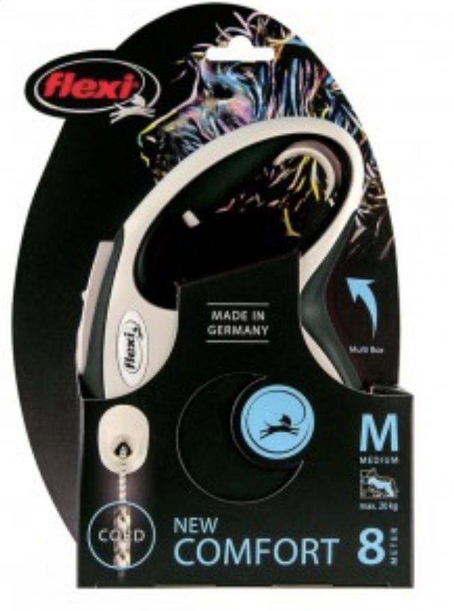 Рулетка-поводок Flexi Comfort M трос 8 м/20 кг Черный - фото 2