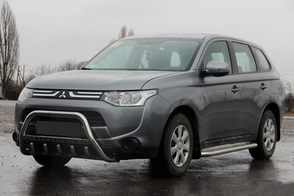 Кенгурятник WT004 CAN для Mitsubishi Outlander 2012-2021 гг. нержавеющая сталь Хром