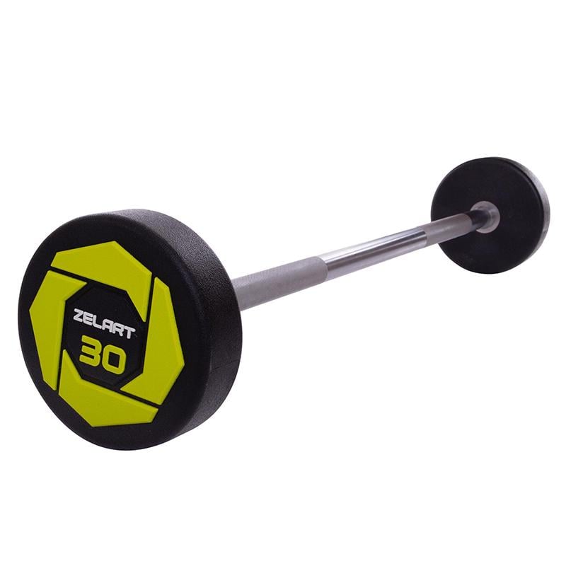 Штанга фіксована пряма Urethane Barbell Zelart TA-2689 30 кг Зелено-чорний (58363124)