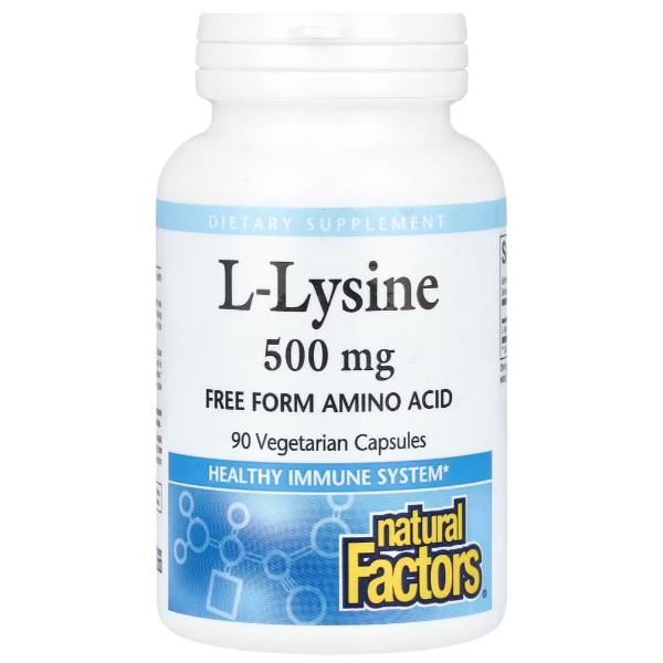 Аминокислота Лизин Natural Factors L-Lysine 500 мг 90 вег. капс. (23121415)