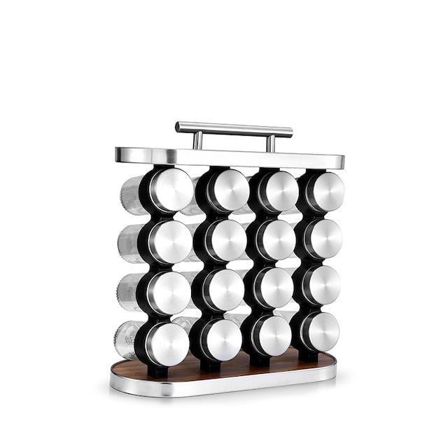 Органайзер для спецій Stainless steel and wood на 16 баночок (802147)
