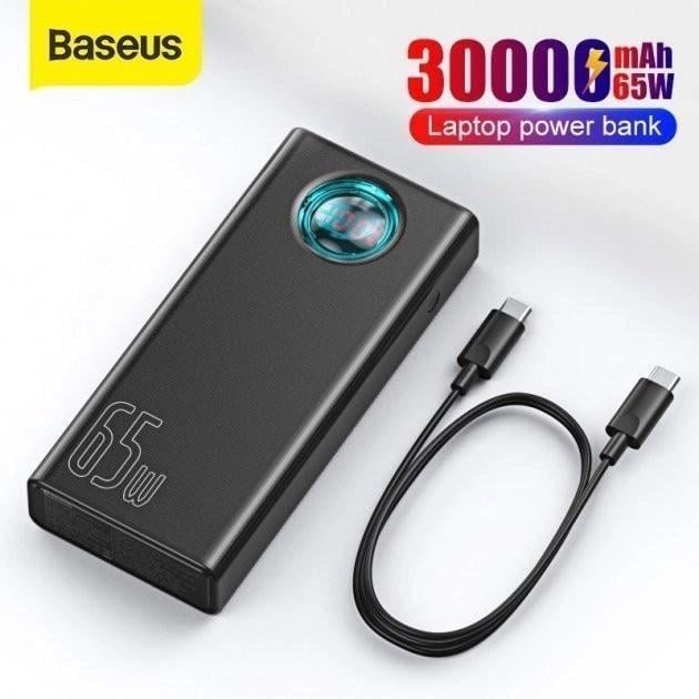 Павербанк BASEUS Amblight 30000 mAh 65 W 6 A з технологією QC3.0+PD3.0 та кабель BASEUS Type-C до Type-C 100 W 20 V 5 A 1 м Black (PPLG-A01) - фото 2