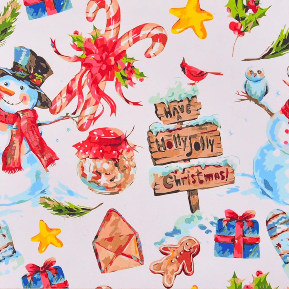 Картина за номерами Strateg Преміум Новорічний настрій з лаком та з рівнем 40х40 см (SK056)