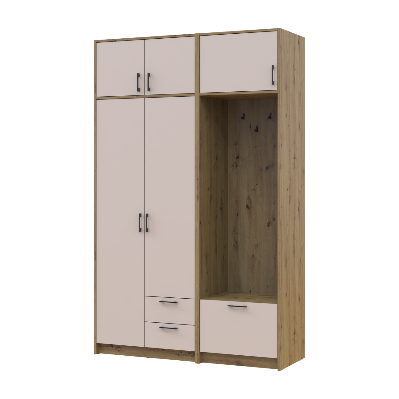 Шкаф для одежды Doros Ронди с вешалкой и антресолей 2 ДСП 142х52х236 см Дуб Артизан/Кашемир (42005272)