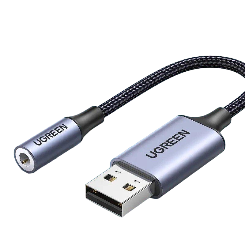 Звуковая карта UGREEN CM477 External USB Sound Card Adapter Aluminium Black (30757)
