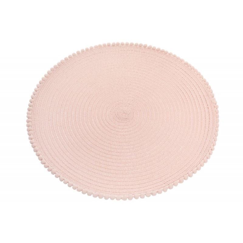Подтарельник круглый BonaDi с ободком из помпонов Розовая пудра (444-135)
