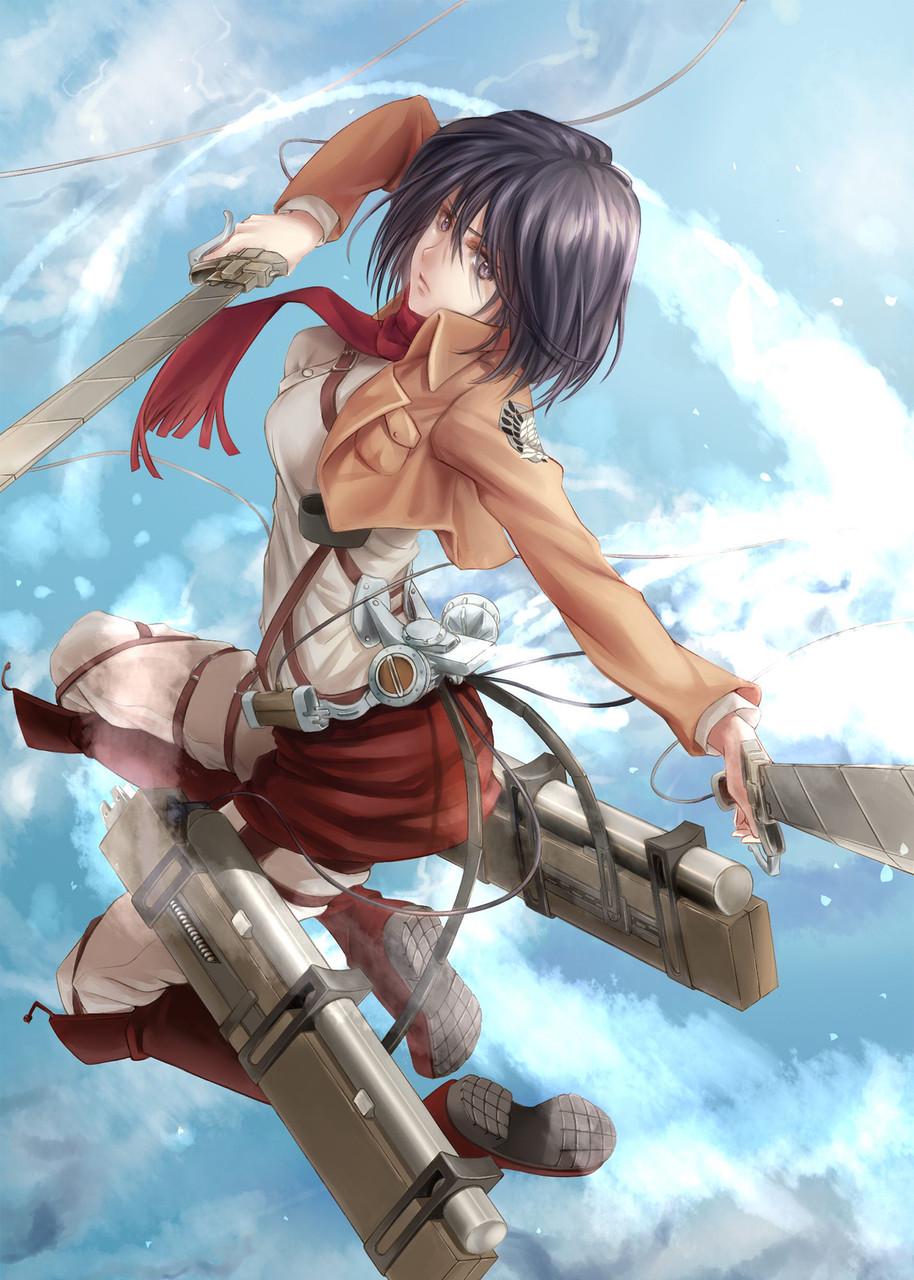 Картина постер Gee! Attack on Titan Атака титанов фан Микаса 40x60 см AT 09.022