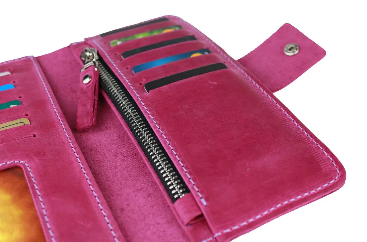 Гаманець FREESKIN шкіряний 19х9,5х1 см Фуксія - фото 5 Гаманець FREESKIN шкіряний 19х9,5х1 см Фуксія - фото 5