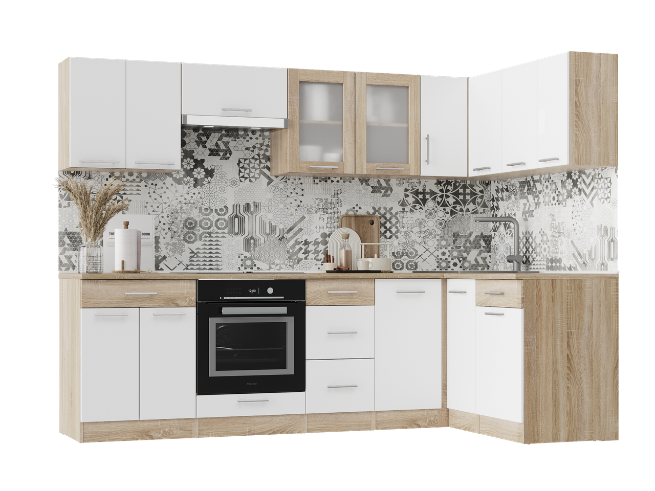 Кухня готовая Эверест угловая №2 Эко Нова без столешницы 2,6х1,4 м Сонома/Белый (27002.01) Кухня готовая Эверест угловая №2 Эко Нова без столешницы 2,6х1,4 м Сонома/Белый (27002.01)