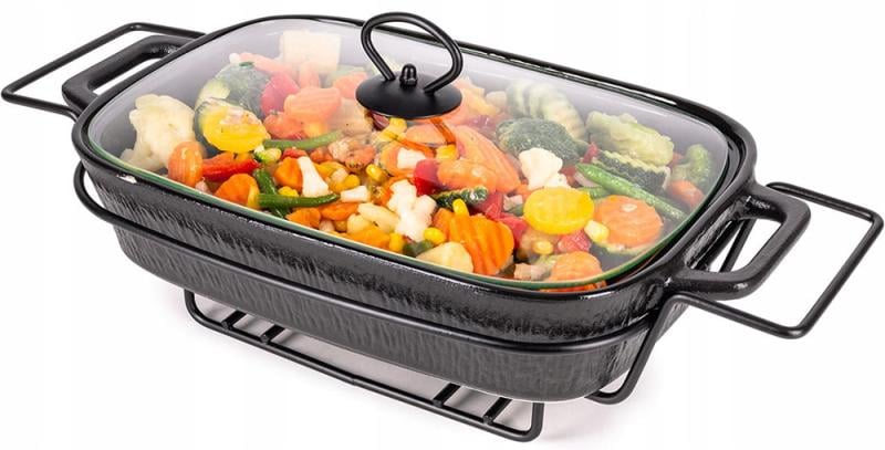 Мармит Kamille Golden Heat керамический с подставкой и подогревом прямоугольный 3,5 л