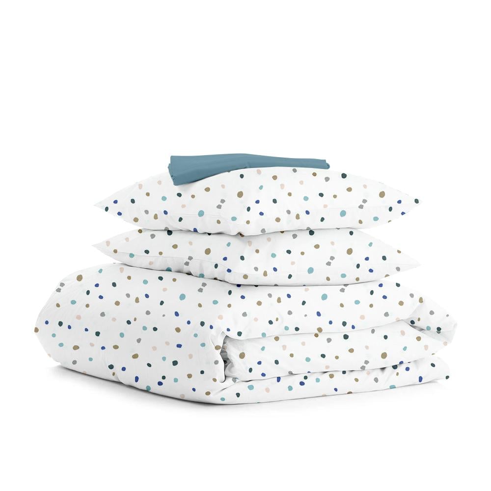 Комплект євро постільної білизни Cosas Color Blots V2 Sky 200х220 см на гумці (4822052079201)